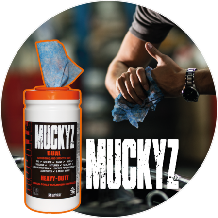 Muckyz Dual hand and machinery wipes.